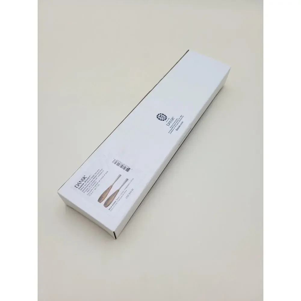 Dansk Wood Salad Server Set of 2 Brown Silver Metal Open Box